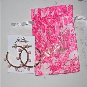 Lilly Pulitzer Pink and Gold Beaded Hoop Earrings